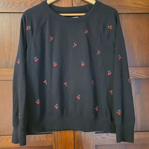 Lou & Grey Cherry Terry Sweatshirt Medium - Picture 2 of 8